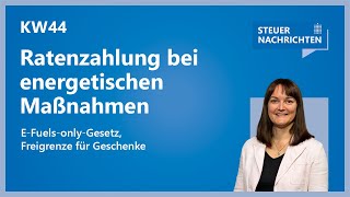 Ratenzahlung EFuelsonlyGesetz Freigrenze für Geschenke  Steuernachrichten Update 4424 [upl. by Spear]