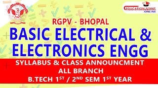 RGPV Basic Electrical amp Electronics Engineering BEEE BTech 1st2nd Sem 1st Year Syllabus amp Class [upl. by Adekram]