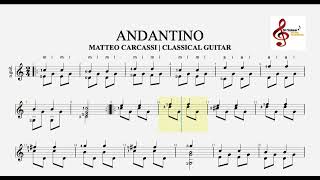 ANDANTINO  Matteo Carcassi  Ha Leonard Classical Guitar Book 1  Notes  Tablature [upl. by Eivets]