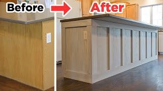 How to RemodelUpdate Cheap Builder Grade Kitchen Island  DIY Makeover Renovation [upl. by Ahsilad397]