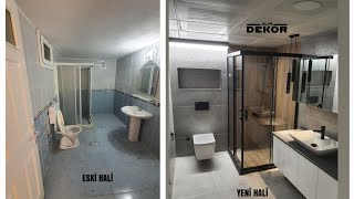 BANYO DEKORASYON FİKİRLERİ BANYO WC TUVALET YENİLEME YAPIM AŞAMALARI  BATHROOM RENOVATİON [upl. by Niwrehs]