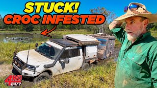 BADLY BOGGED in Cape York swamp country with 7T of 4WD amp van  was the barra fishing worth it [upl. by Hamas]