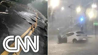 Temporais causam enchentes no litoral de São Paulo  LIVE CNN [upl. by Lenad777]