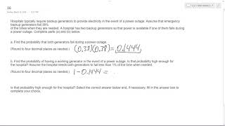 Assume that emergency backup generators fail 38​ of the times when they are needed [upl. by Annodas]