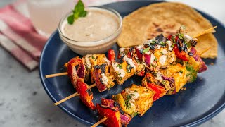 Paneer Tikka Kebabs  Grilled Paneer amp Veggie Skewers  Tasty Indian Style Masala Kabab Recipe [upl. by Arimas]