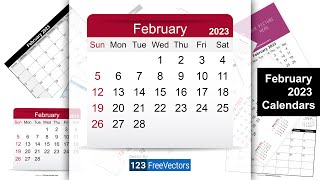 February 2023 Calendar  123FreeVectors [upl. by Ilahtan]