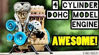 TECHING 4 Cylinder DOHC Model Engine  Build Series Part 2  Completed [upl. by Benny]