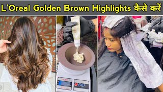 Loreal Golden Brown Highlights कैसें करे  full practical in Hindi  Majilift Loreal 123 [upl. by Teddman]