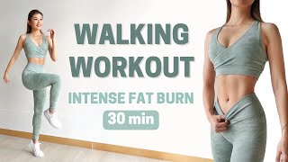 30 MIN WALKING CARDIO WORKOUT  Intense Full Body Fat Burn at Home  Emi [upl. by Edette]