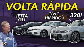 CIVIC HÍBRIDO X NOVO JETTA GLI X BMW 320I Qual sedã leva a melhor na Volta Rápida [upl. by Geller]