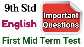 9th Std  English  First Mid Term Test  Important Questions [upl. by Ahcire969]