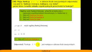 Monotoniczność funkcji liniowej  Zadanie  Matfiz24pl [upl. by William]