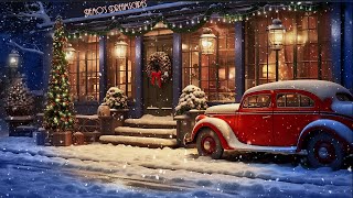 Vintage Oldies Music playing in a Snowy Coffee Shop Ambience Winter amp Snowfall ASMR v2 [upl. by Kilmarx]