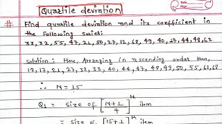 Quartile Deviation and its coefficient  individual series  Class 9BSCBCOMBBSBBA Arya [upl. by Gitel]