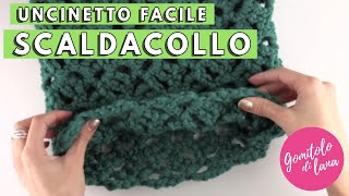 SCALDACOLLO ALLUNCINETTO FACILE con punto traforato spiegato lentamente crochet cowl [upl. by Karlotte733]