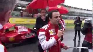 Felipe talks to the Tifosi and receives special trophy from Ferrari [upl. by Evered]