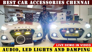 Swift Dzire Accessories and LED Lights  Car Speaker Upgrade  Car LED Lights  Car Sense Chennai [upl. by Aryad]