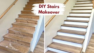 Full Guide to Installing LVP Stair Treads with DIY White Risers  Builds by Maz  Flooret [upl. by Macilroy]