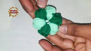 Super Easy Wool Flower Double Colour Trick Make With Hair comb [upl. by Proudlove]