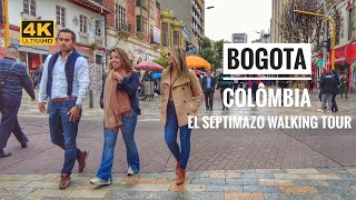 Centro de Bogota El Septimazo Colombia Walking Tour  4K Walk UHD [upl. by Duhl]