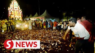 Annual procession of Lord Murugans chariot arrives in Batu Caves for Thaipusam celebration [upl. by Cloris]