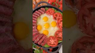 Steak and eggs steakandeggs castiron eggs breakfast cooking food foodie [upl. by Hennebery]