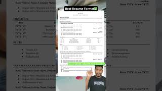 Best Resume format for Fresher and Working Professionals 😍🔥 [upl. by Cid]