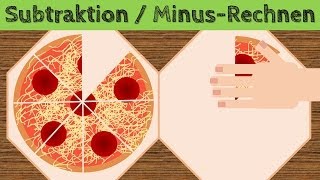 123 Zahlen lernen Subtraktion MinusRechnen mit Pizza Kinder lernen spielend Mathe [upl. by Yirinec366]