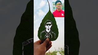 Easy leaf art Vaibhav Suryavanshi🌿😱 shorts vaibhav leafart ipl cricket viralvideo [upl. by Dottie]