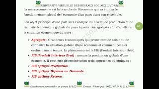 MACROECONOMIE  CONCEPTS FONDAMENTAUX  SEANCE 1 [upl. by Ainig]