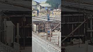 Cleaning Girder Formwork with water before pouring concrete [upl. by Culberson]