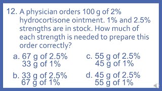 PTCB PTCE Practice Test Question 12  Alligation Pharmacy Math Calculation Pharmacy Tech Test Prep [upl. by Mcripley]