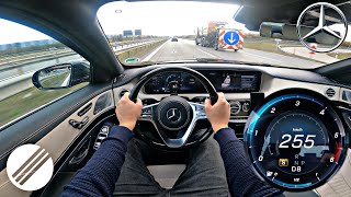 MercedesBenz S350d W222 TOP SPEED DRIVE ON GERMAN AUTOBAHN 🏎 [upl. by Retsevlys]