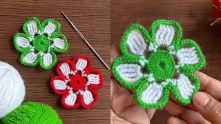 3D💫💯Crochet flower 🌼 💯💫very easy crochet rose flower making for beginners  woolen flower [upl. by Osnola]