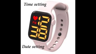 How To Set Smart LED Digital Square Watch Time Setting  y1 watch time setting  Hindi Urdu  y1 [upl. by Eekcaj]