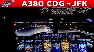 HiFly Airbus A380 Cockpit Paris CDG🇫🇷 to New York JFK🇺🇸 [upl. by Enois]