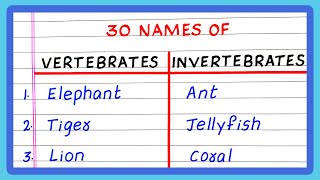 EXAMPLES OF VERTEBRATES AND INVERTEBRATES  10  20  30 EXAMPLES OF VERTEBRATES AND INVERTEBRATES [upl. by Orat766]