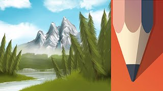 Simple and easy landscape tutorial  Autodesk Sketchbook Mobile [upl. by Christian645]