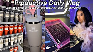 PRODUCTIVE DAILY VLOG  Wax Appointment DIY Lash Extensions Story Time New Stanley Cup  More [upl. by Galvin372]