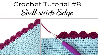 EASY Crochet SHELL Stitch Border  Shell STITCH Edge [upl. by Adlev563]