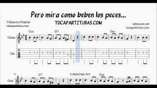 Pero mira como beben los peces en el río Tabs Sheet Music for Guitar with Chords [upl. by Otila814]