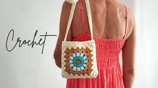 BOLSO TEJIDO A CROCHET  GANCHILLO  BOLSO GRANNY  TUTORIAL PASO A PASO [upl. by Quinby209]