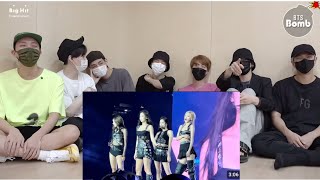 BTS Reaction to Blackpink Kick it Performance Bornpink concert Smash at your face  Fanmade 💜 [upl. by Ilera]