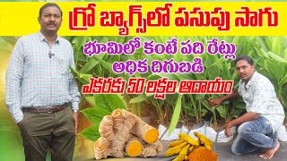 పసుపు సాగులో ఎకరాకు కోటి ఆదాయం  Soilless Hydroponic Grow Bags Farming  AgriTech Telugu [upl. by Aramoiz]