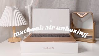 macbook air M1 gold aesthetic unboxing amp accessories [upl. by Annabela539]