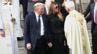 Melania appears supporting a saddened Trump for loss of his sister [upl. by Ynnaf]