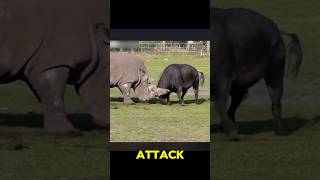 Buffalo Vs Rhino Wild Fight shorts animals [upl. by Ennailuj72]