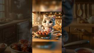 Cute chef cooking at home ai cat cuteanimal cute animails cutepet aicat [upl. by Kirit]