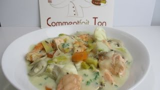 Recette de la blanquette de la mer  Blanquette aux poissons et crustacés [upl. by Blynn]