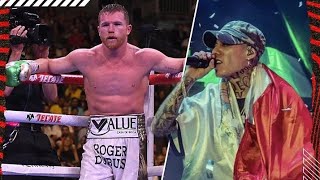 Santa Fe Klan y Canelo Álvarez Impresionante Entrada Por mi México desde las Vegas [upl. by Leahci]